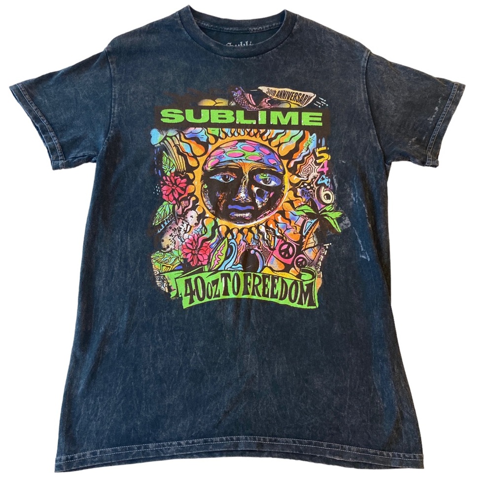 Sublime 100% cotton mineral wash black graphic t-shirt tee 40 oz to freedom S